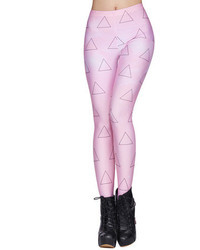 Romwe Triangle Galaxy Print Pink Leggings