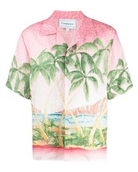 Casablanca Palm Print Linen Shirt