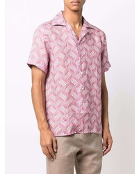 Frescobol Carioca Wave Print Linen Shirt