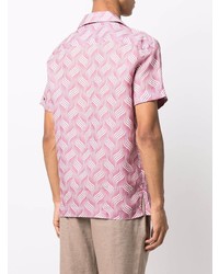 Frescobol Carioca Wave Print Linen Shirt