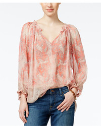 Lucky Brand Paisley Print Peasant Blouse