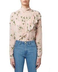 Topshop Unique Hortensia Floral Print Silk Blouse