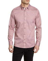 Ted Baker London Flynow Slim Fit Geo Print Button Up Shirt