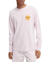 Scotch & Soda Long Sleeve Organic Cotton Graphic Tee In Pink At Nordstrom