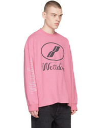 We11done Pink Print Logo T Shirt