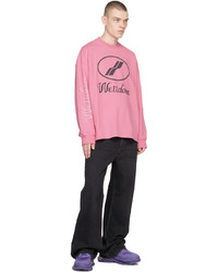 We11done Pink Print Logo T Shirt