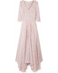 LoveShackFancy Larissa Floral Print Cotton And Silk Blend Maxi Dress Pastel Pink