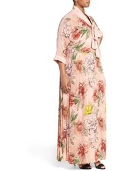 Melissa McCarthy Plus Size Seven7 Tie Neck Floral Print Maxi Dress
