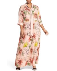 Melissa McCarthy Plus Size Seven7 Tie Neck Floral Print Maxi Dress