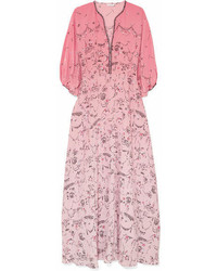 Vilshenko Regina Printed Silk Crepe De Chine Maxi Dress Pink