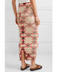 Paco Rabanne Printed Ribbed Cotton Blend Maxi Skirt
