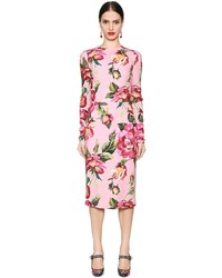 Dolce & Gabbana Roses Printed Cady Pencil Midi Dress