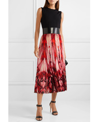 Alexander McQueen Stretch Jersey And Printed Stretch Knit Midi Dress