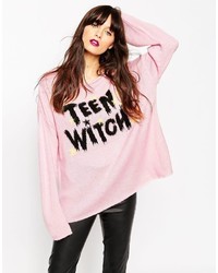 Asos Collection Sweater With Halloween Teen Witch Slogan