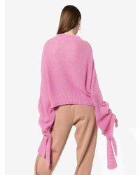 Natasha Zinko Slogan Intarsia Long Sleeve Cashmere Sweater