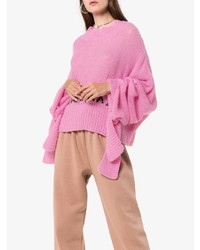 Natasha Zinko Slogan Intarsia Long Sleeve Cashmere Sweater