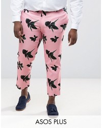 Asos Plus Skinny Smart Pants In Pink Floral Print