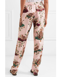 Dolce & Gabbana Printed Silk Twill Pants Pink
