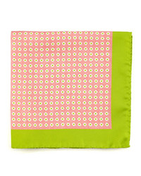 Kiton Circle Neat Silk Pocket Square Pink