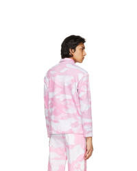 Phlemuns Pink Shirred Long Sleeve Polo