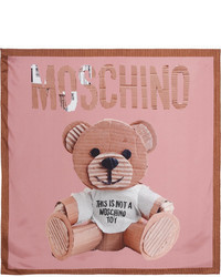 Moschino Teddy Printed Silk Satin Scarf Pink