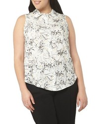 Evans Plus Size Floral Print Sleeveless Shirt