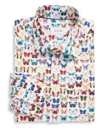 Eton Regular Fit Butterfly Printed Cotton Shirt