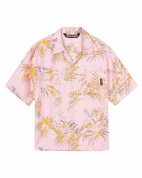 Palm Angels Abstract Palms Bowling Shirt Pink Gold