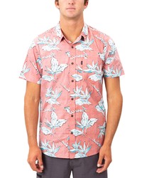 Rip Curl Hawaii Floral Print Short Sleeve Button Up Shirt