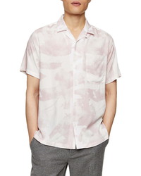 Topman Mist Slim Fit Print Short Sleeve Button Up Shirt