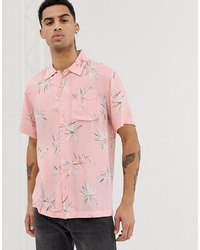 Bellfield Paradise Print Viscose Shirt In Pink