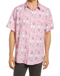 Benson Pineapple Print Short Sleeve Button Up Shirt