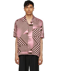 We11done Pink Geometric Print Short Sleeve Shirt