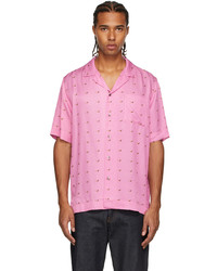 Dries Van Noten Pink Viscose Printed Short Sleeve Shirt