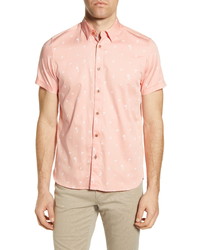 Ted Baker London Slim Fit Tropical Print Short Sleeve Button Up Shirt