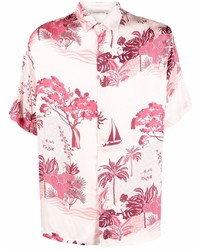 Laneus Tropical Print Short Sleeved Shirt