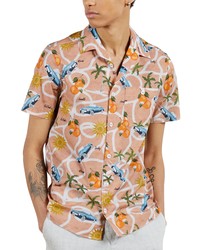 Ted Baker London Udon Short Sleeve Stretch Button Up Shirt