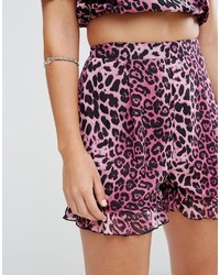 PrettyLittleThing Leopard Print Ruffle Shorts
