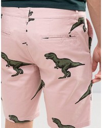 Asos Slim Chino Shorts In Dinosaur Print