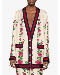 Gucci Rose Garden Print Silk Cardigan