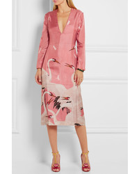 Gucci Printed Silk Twill Dress Pink