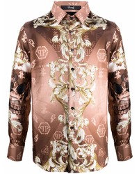 Philipp Plein Baroque Pattern Print Silk Shirt