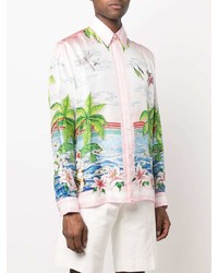 Casablanca Landscape Print Silk Shirt
