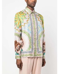Casablanca Mosaic Print Silk Shirt