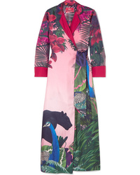 F.R.S For Restless Sleepers Alectrona Printed Silk Satin Twill Wrap Maxi Dress