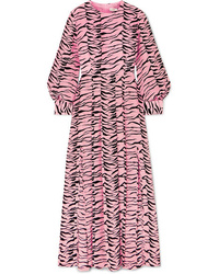 Pink Print Silk Midi Dress