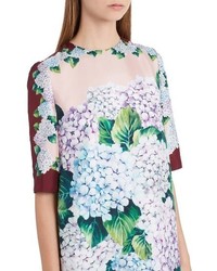 Dolce & Gabbana Dolcegabbana Hydrangea Print Silk Shift Dress