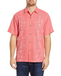 Pink Print Silk Short Sleeve Shirt