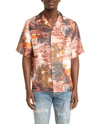 Amiri Aloha Print Short Sleeve Silk Button Up Camp Shirt In Pink At Nordstrom