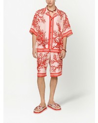 Dolce & Gabbana Corallo Coral Print Silk Shirt